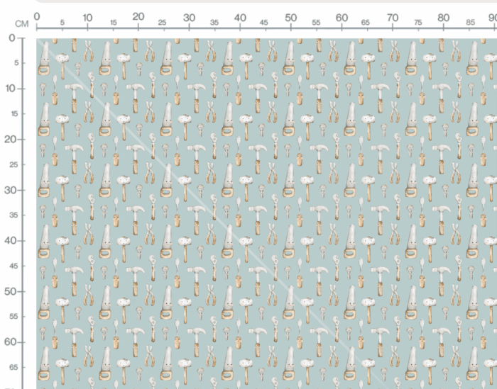 Tissu Imprimé Petit Bricoleur Bleu, 7 tissus au choix – Image 3