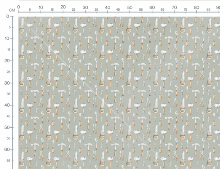Tissu Imprimé Petit Bricoleur Vert Gris, 10 tissus au choix – Image 2