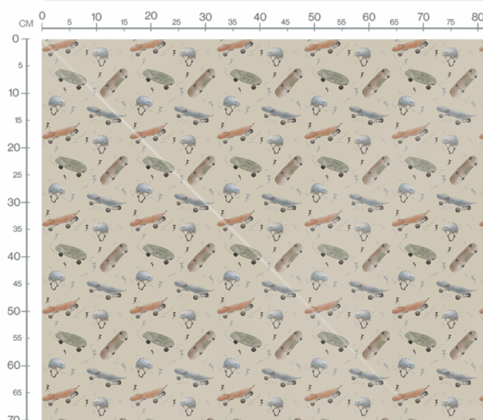 Tissu Imprimé Planche a Roulettes Beige, 7 tissus au choix – Image 3