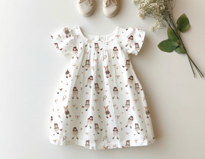 Tissu Imprimé Poupées Crème, 7 tissus au choix – Image 3