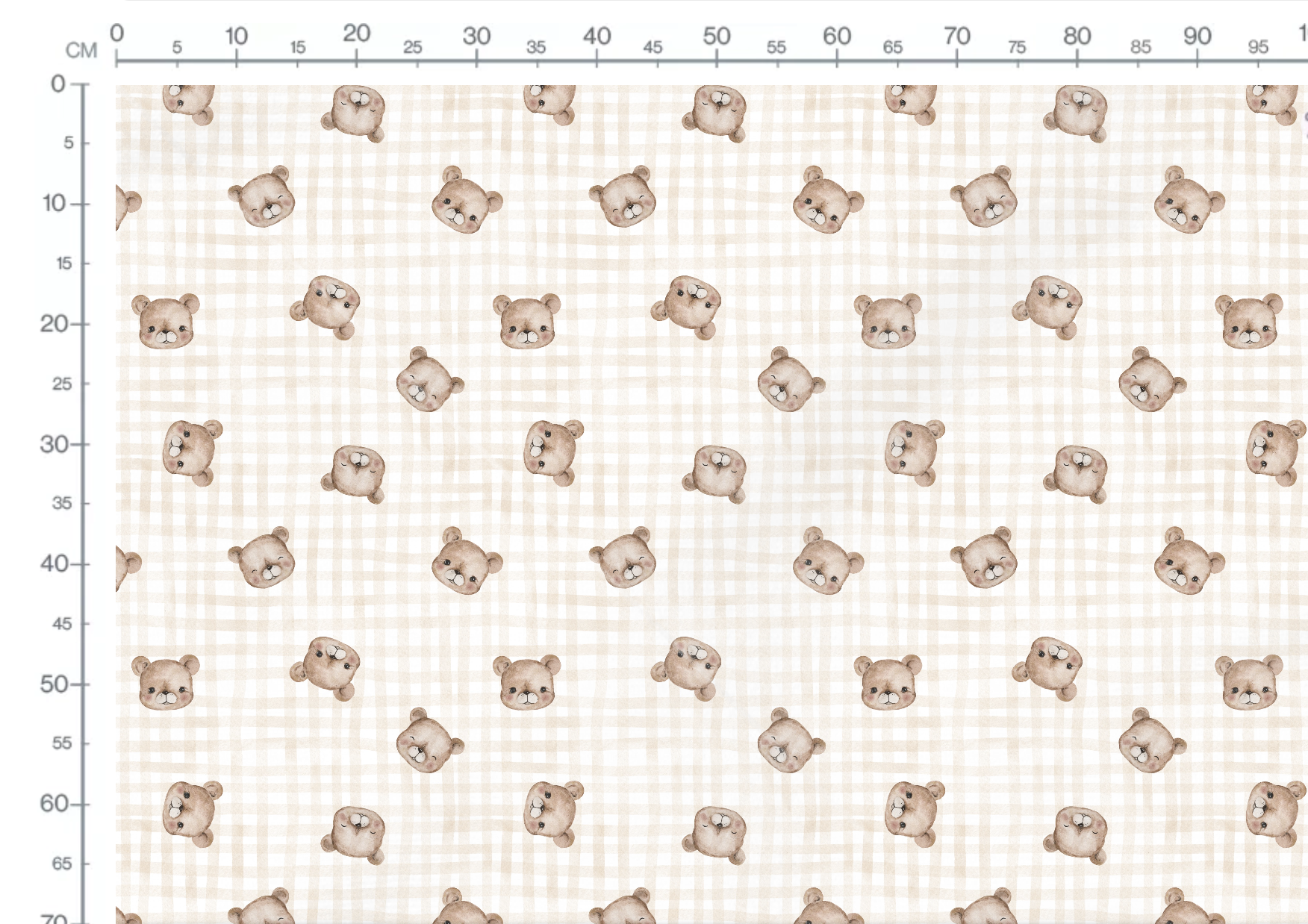 Tissu Imprimé Petit Ourson Adorable Vichy Beige, 10 tissus au choix – Image 3