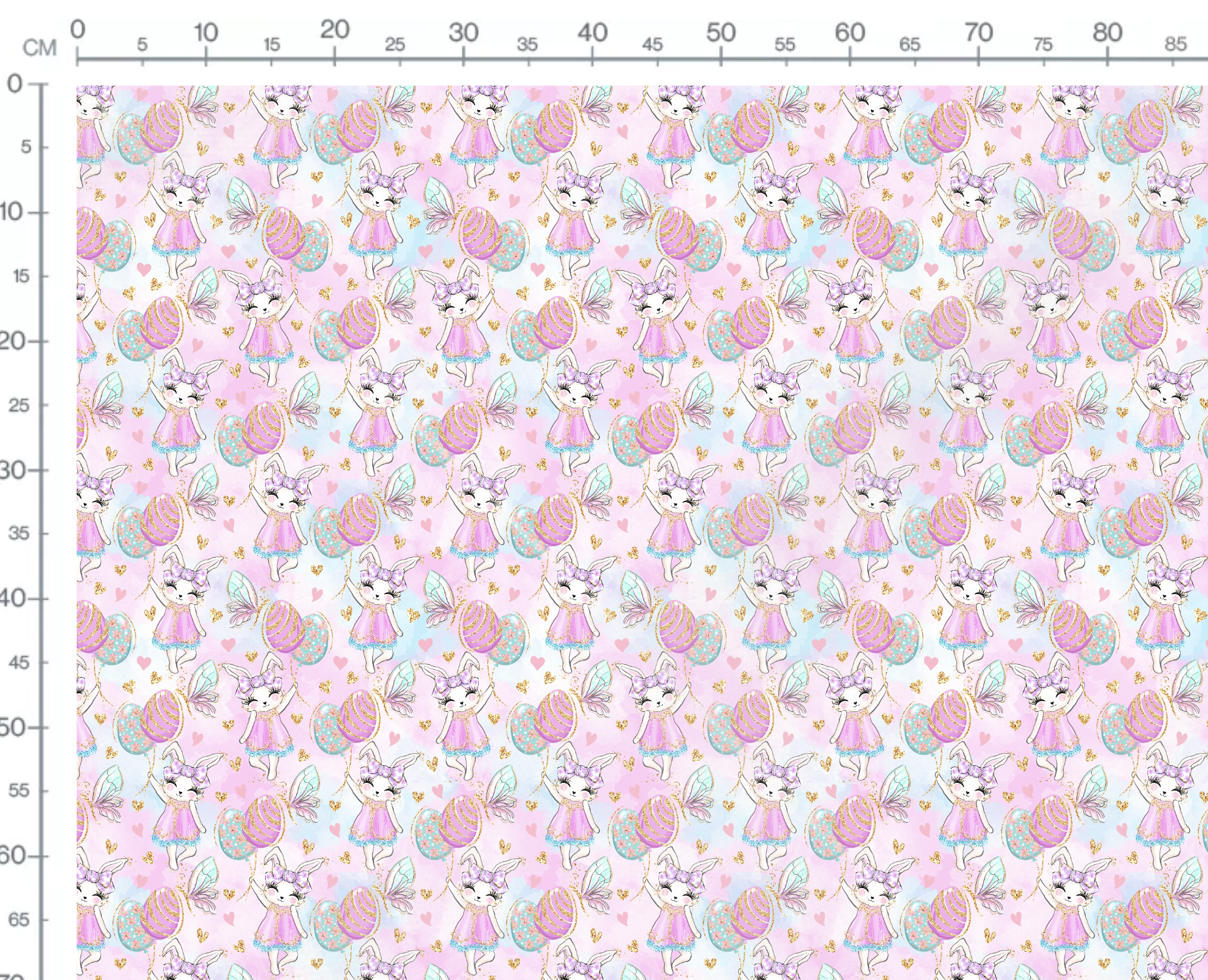 Tissu Imprimé Girly Paques Lapin Papillons Oeufs, 10 tissus au choix – Image 2
