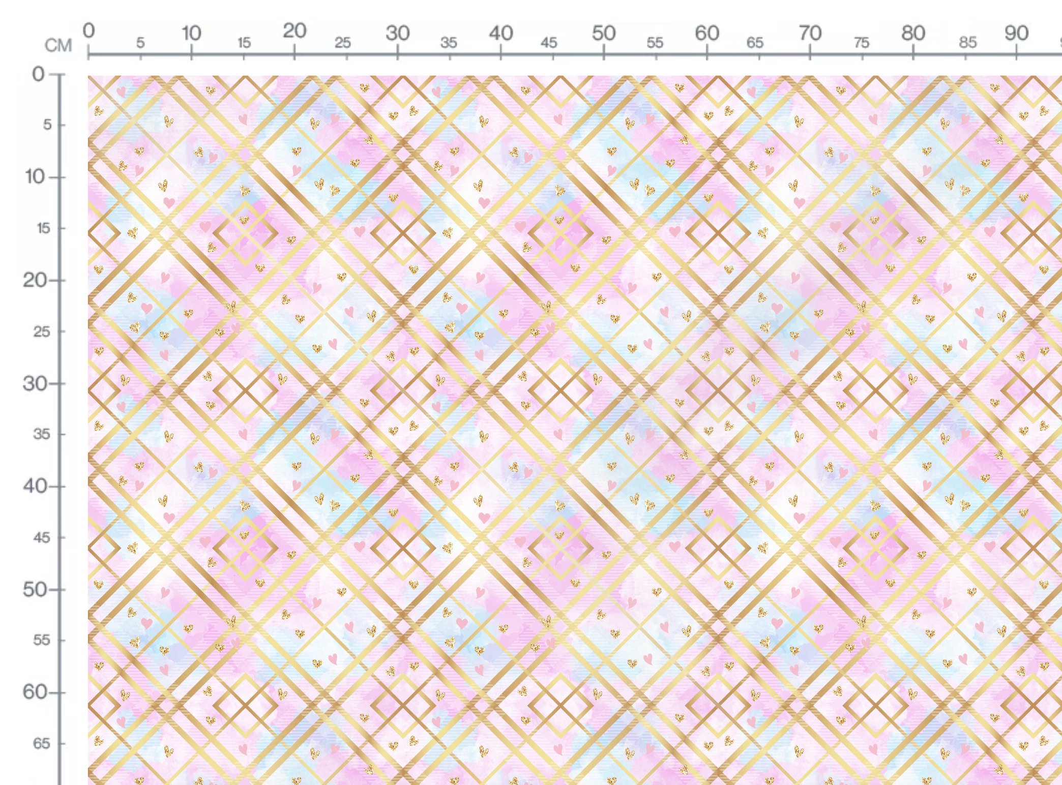 Tissu Imprimé Girly Carreaux Dorés Coeurs, 10 tissus au choix – Image 2