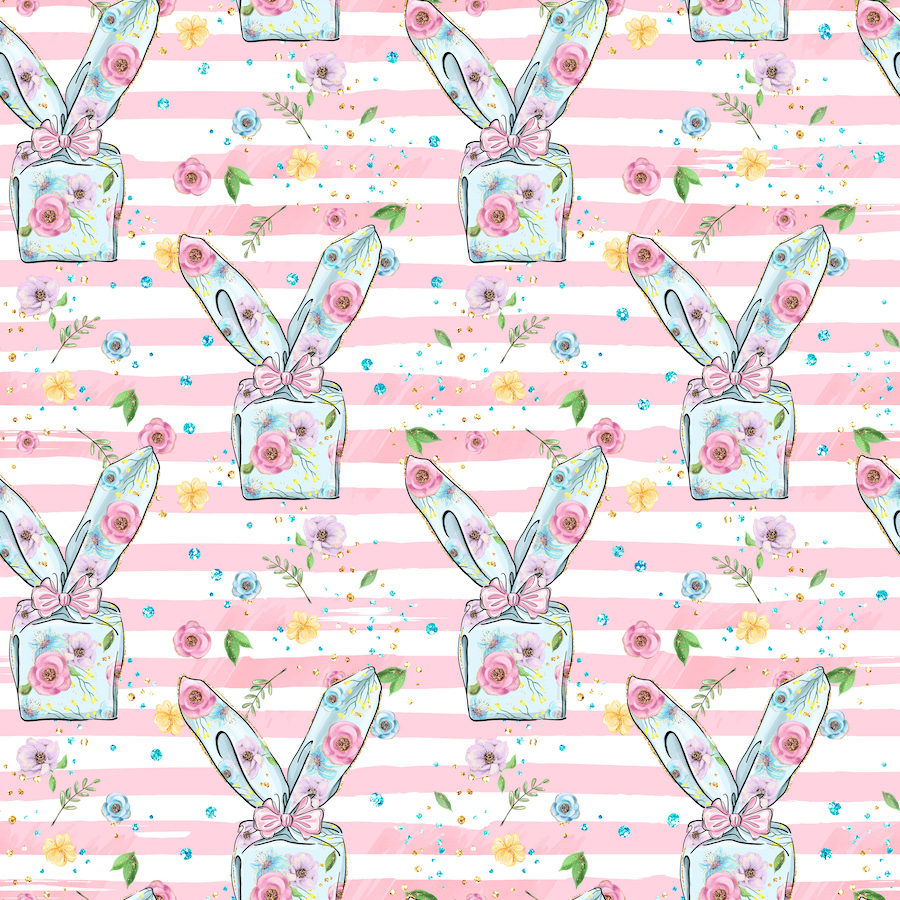 Tissu Imprimé Girly Paques Cadeau Lapin, 10 tissus au choix