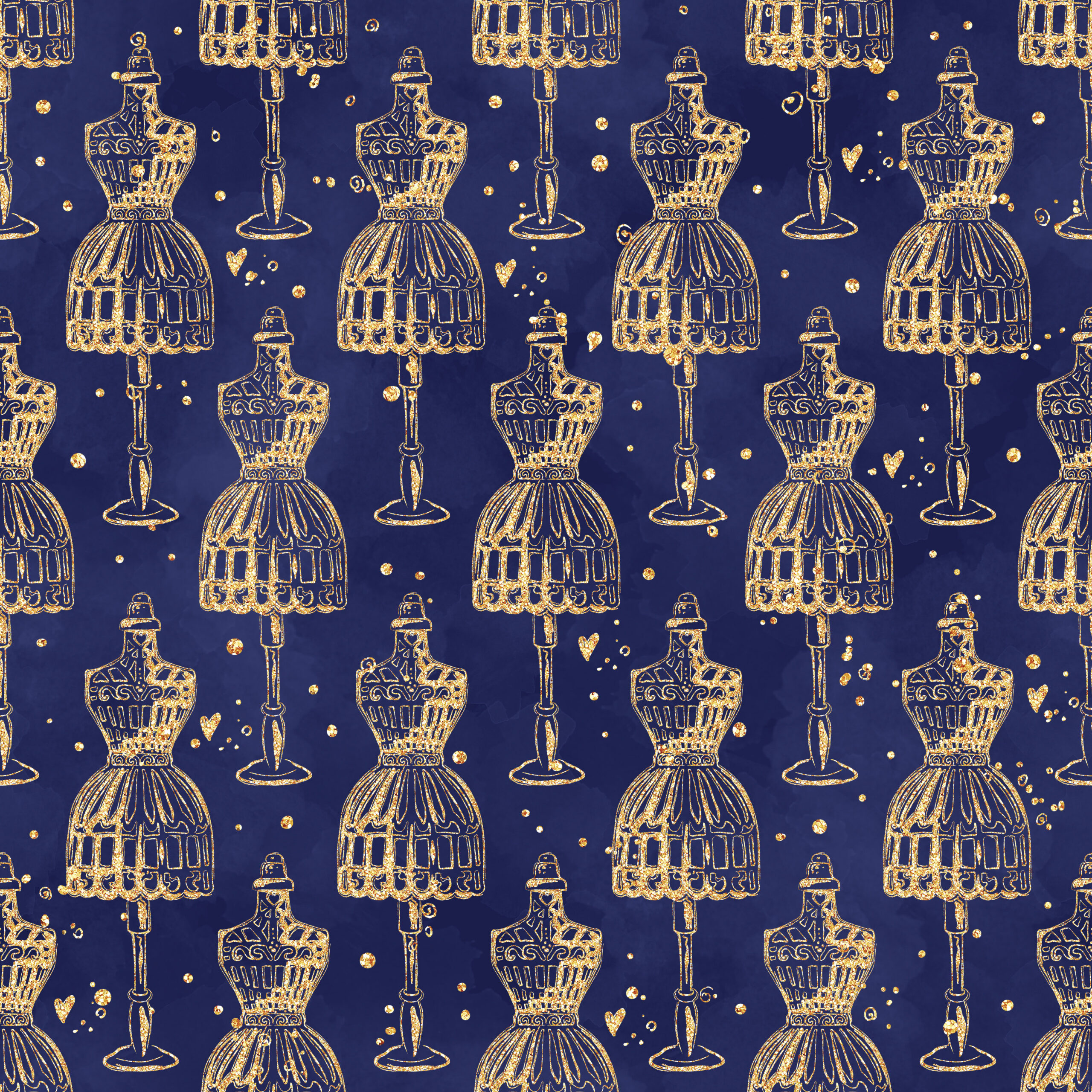 Tissu Imprimé Couture Mannequin Coeurs, 10 tissus au choix