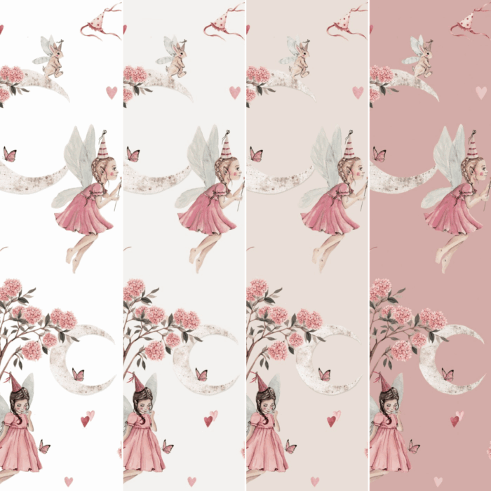 Tissu Imprimé Fées Lune Fleurs Blanc, 10 tissus au choix – Image 5