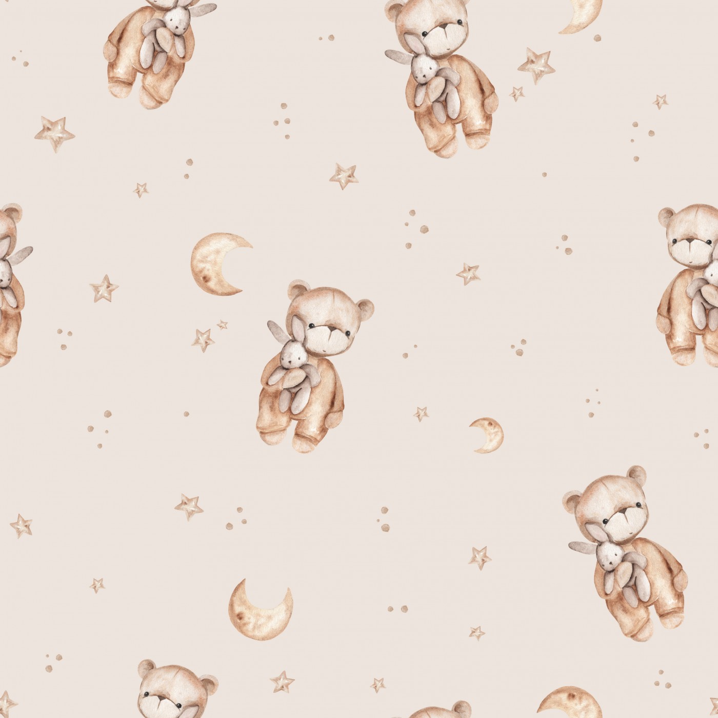 Tissu Imprimé Petit Ourson Doudou, 10 tissus au choix