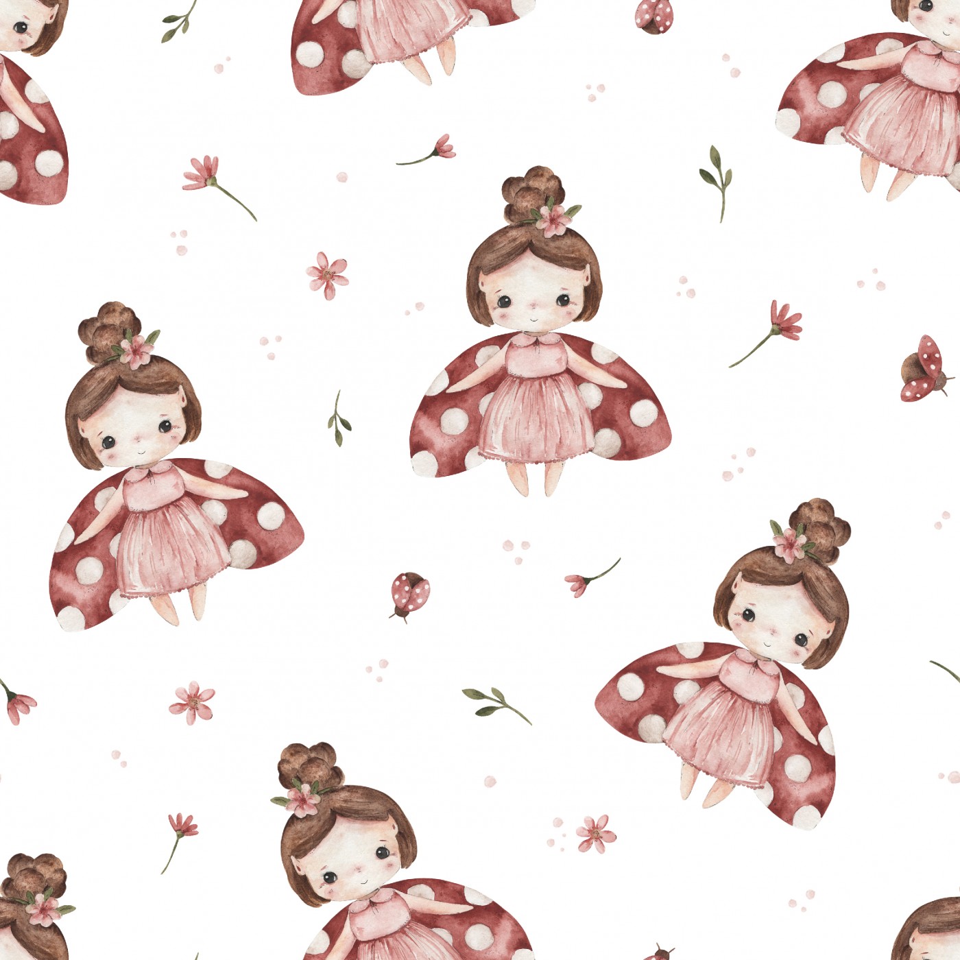 Tissu Imprimé Fille Coccinelle, 10 tissus au choix
