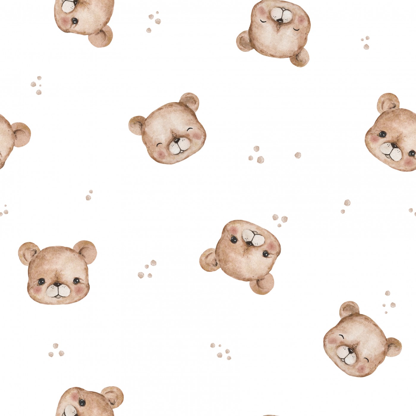 Tissu Imprimé Petit Ourson Adorable Pois, 5 coloris et 10 tissus au choix