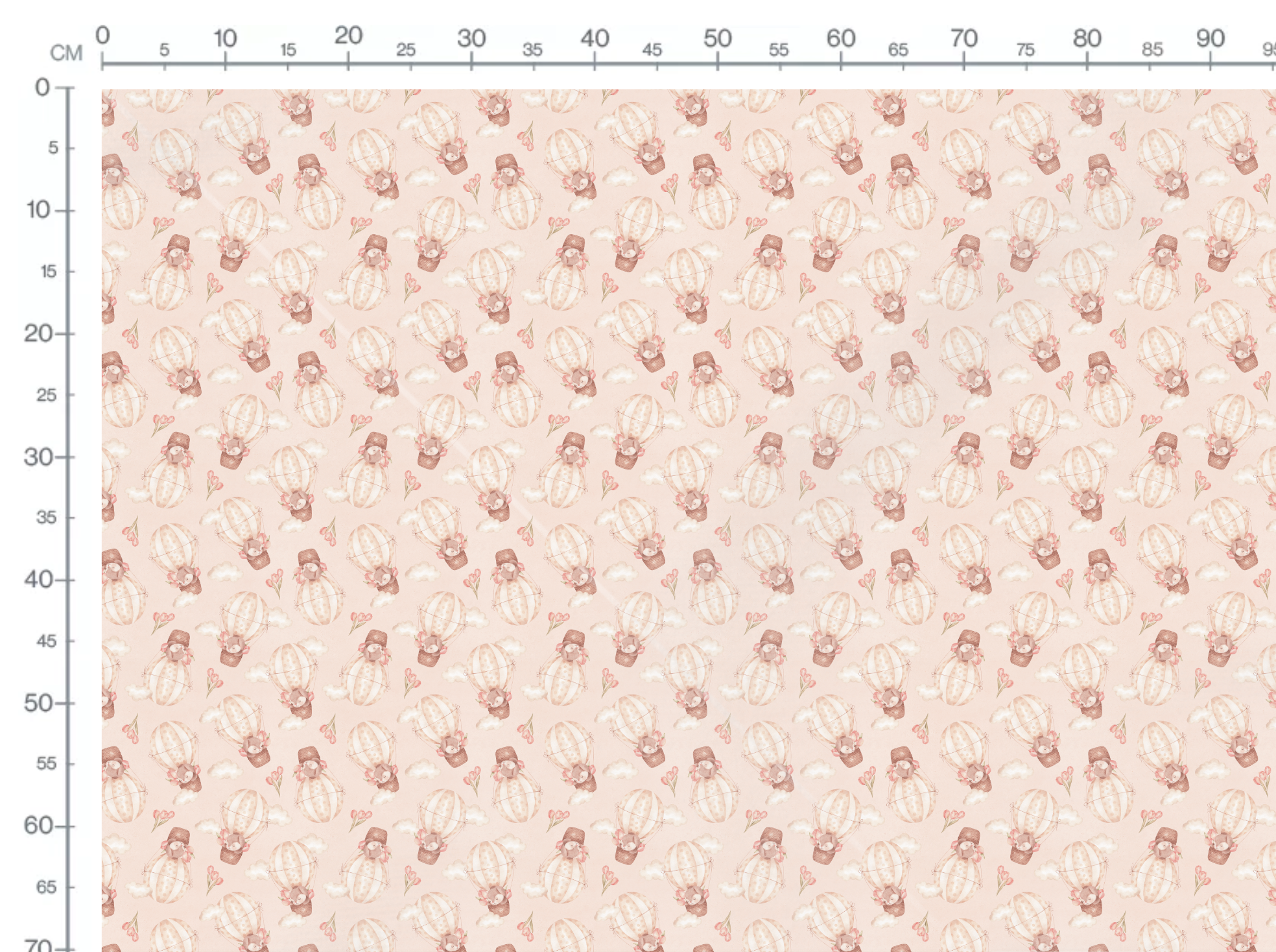 Tissu Imprimé Lapin Ballons Tulipes Rose Petit, 10 tissus au choix – Image 2