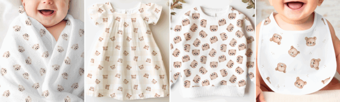 Tissu Imprimé Ourson Peluche Tete Beige, 10 tissus au choix – Image 4
