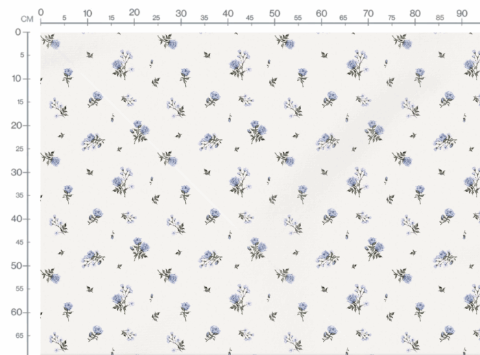 Tissu Imprimé Fleuri Vintage Bleu Crème,10 tissus au choix – Image 3
