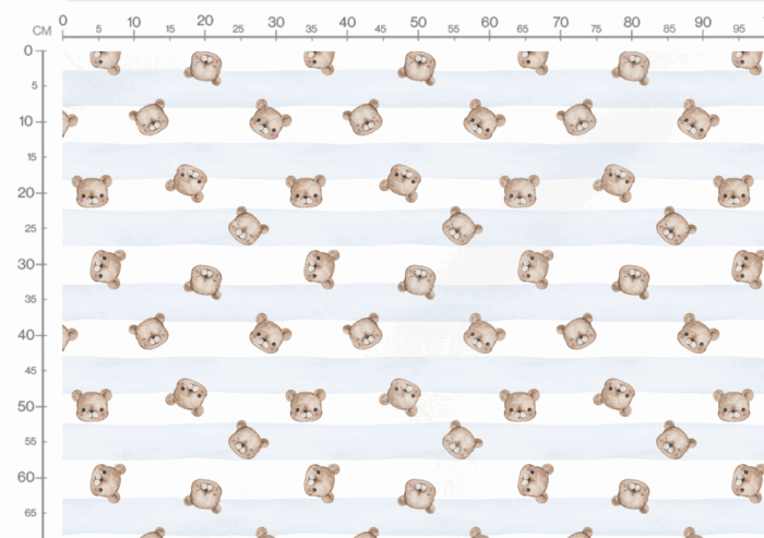 Tissu Imprimé Petit Ourson Adorable Rayures Bleu, 10 tissus au choix – Image 2