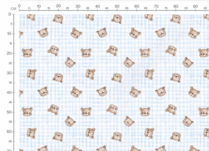 Tissu Imprimé Petit Ourson Adorable Vichy Bleu, 10 tissus au choix – Image 2