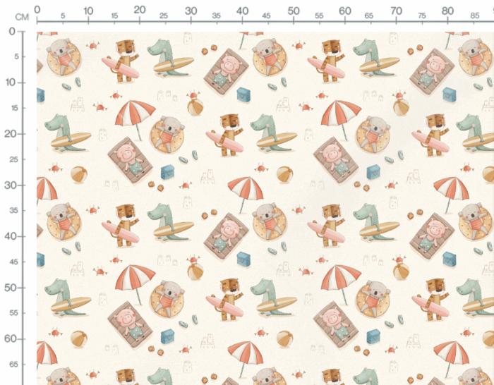Tissu Imprimé Animaux a la Plage, 4 coloris et 10 tissus au choix – Image 3