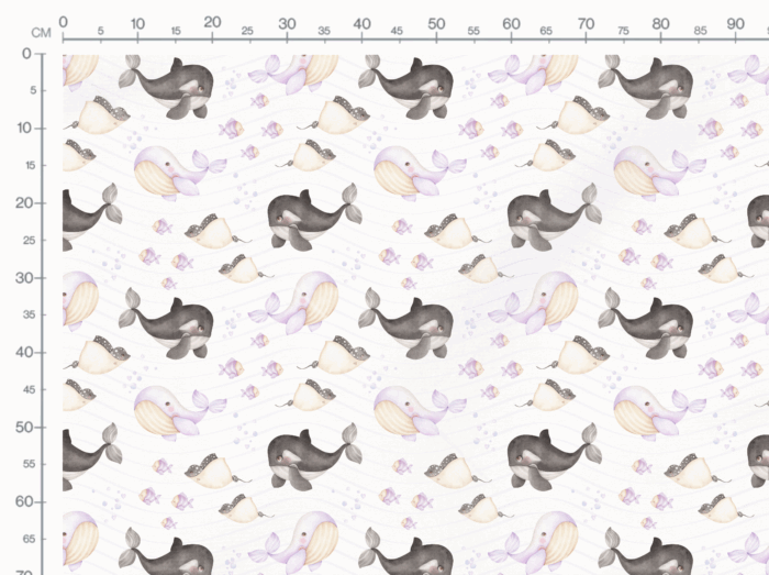 Tissu Imprimé Baleine Poissons Amour Grand, 10 tissus au choix – Image 3