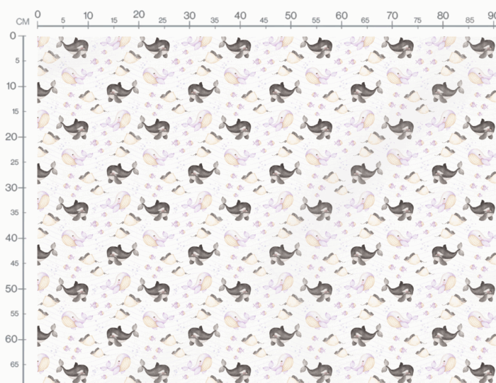 Tissu Imprimé Baleine Poissons Amour Petit, 10 tissus au choix – Image 3