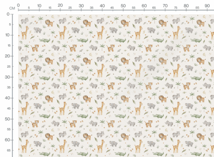 Tissu Imprimé Jungle Animaux Adorables Creme, 10 tissus au choix – Image 3