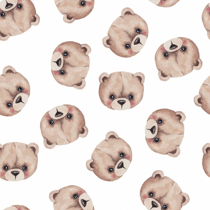 Tissu Imprimé Bébé Ours Blanc, 10 tissus au choix