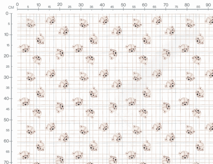 Tissu Imprimé Bébé Ourson Carreaux, 2 coloris et 10 tissus au choix – Image 3