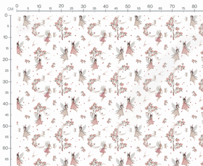 Tissu Imprimé Fées Lune Fleurs Blanc, 10 tissus au choix – Image 3