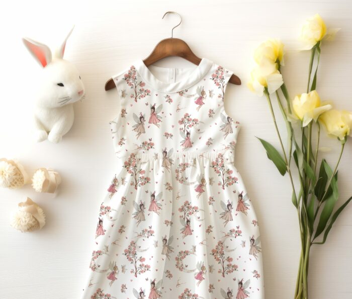Tissu Imprimé Fées Lune Fleurs Rose Pale, 10 tissus au choix – Image 4