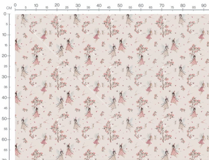 Tissu Imprimé Fées Lune Fleurs Rose Pale, 10 tissus au choix – Image 3