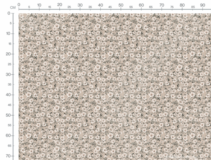 Tissu Fleurs Blanches Vintage Beige, 10 tissus au choix – Image 2