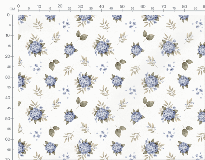 Tissu Imprimé Fleurs Hortensia Bleu Grand, 10 tissus au choix – Image 3