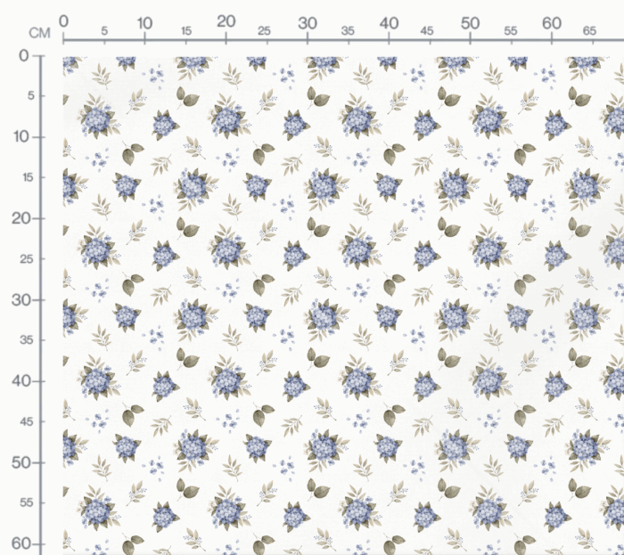 Tissu Imprimé Fleurs Hortensia Bleu Petit, 10 tissus au choix – Image 3