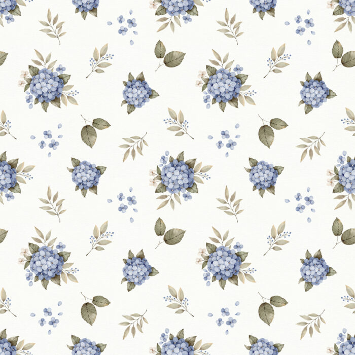 Tissu Imprimé Fleurs Hortensia Bleu Grand, 10 tissus au choix – Image 4