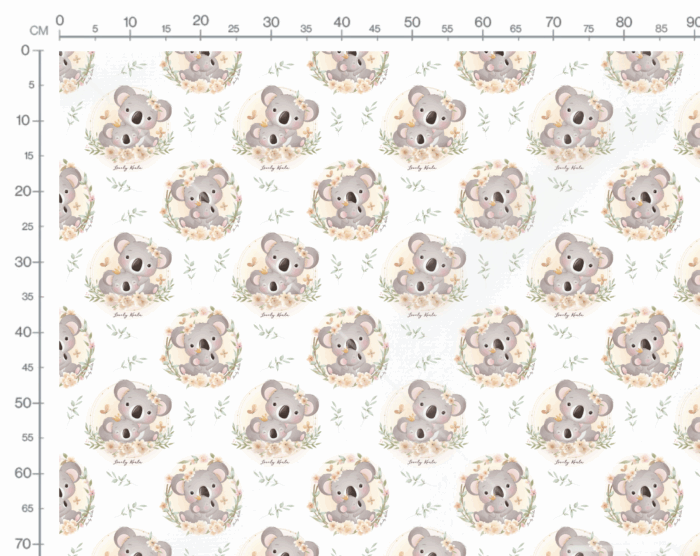 Tissu Imprimé Exclusif Koala Mignon Beige, 7 tissus au choix – Image 3