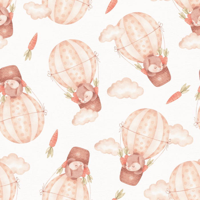 Tissu Imprimé Lapin Ballons Carottes Petit, 10 tissus au choix – Image 2