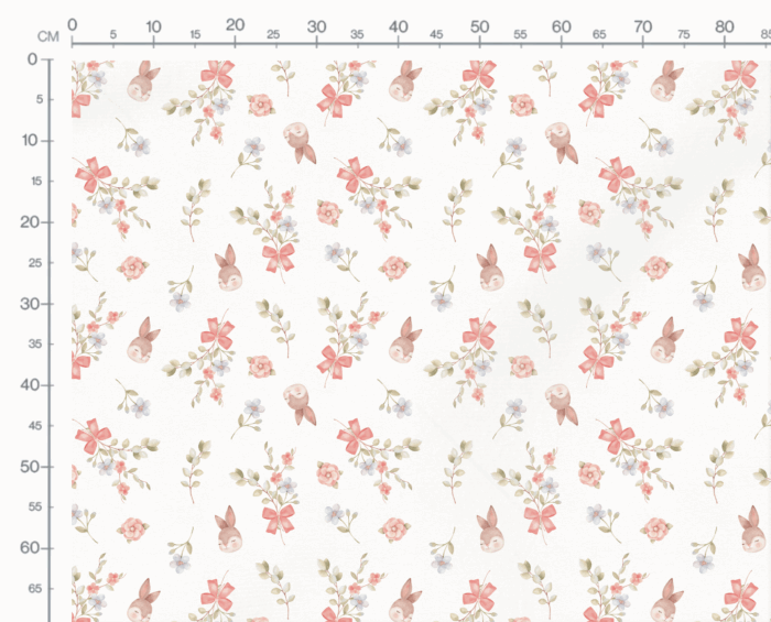 Tissu Imprimé Lapin Paques Bouquet Fleurs Grand, 10 tissus au choix – Image 3