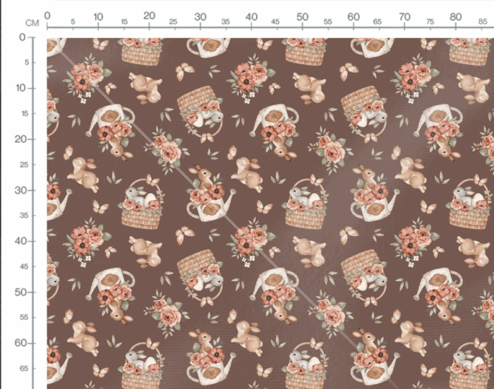 Tissu Imprimé Lapin Paques Fleurs Marron Grand, 10 tissus au choix – Image 2