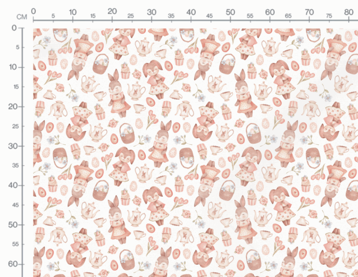 Tissu Imprimé Lapin Paques Gouter Fleurs Grand, 10 tissus au choix – Image 3