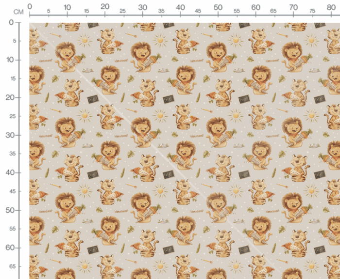 Tissu Imprimé Lion Ecole, 2 coloris et 10 tissus au choix – Image 3