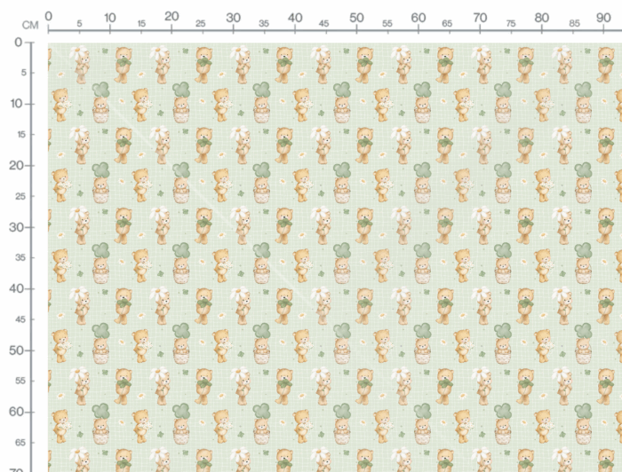 Tissu Imprimé Ourson Fleurs Trèfle Vert, 10 tissus au choix – Image 2
