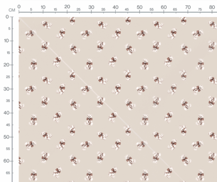 Tissu Imprimé Ourson Noeud Papillon Beige, 10 tissus au choix – Image 3