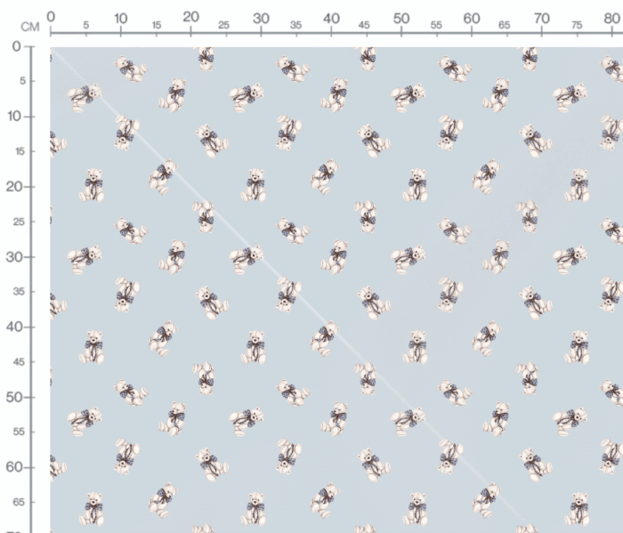 Tissu Imprimé Ourson Noeud Papillon Bleu Ciel, 10 tissus au choix – Image 3