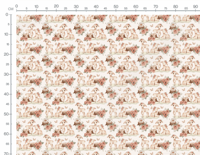 Tissu Imprimé Paques Agneau Roses Petit, 10 tissus au choix – Image 3