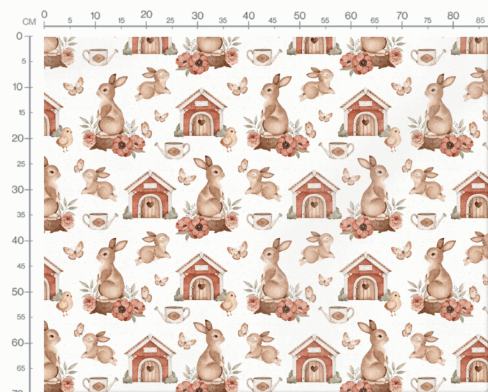 Tissu Imprimé Paques Lapin Jardin Grand, 10 tissus au choix – Image 4