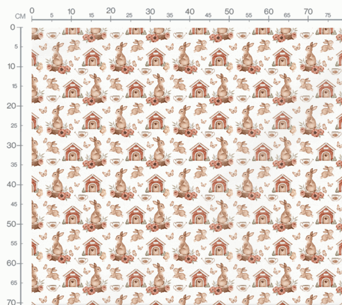 Tissu Imprimé Paques Lapin Jardin Petit, 10 tissus au choix – Image 3