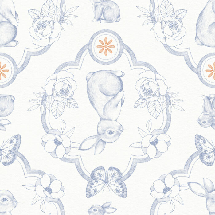 Tissu Imprimé Paques Lapin Papillons Grand, 10 tissus au choix