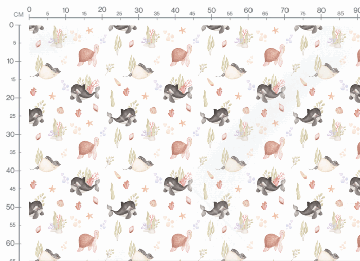 Tissu Imprimé Exclusif Tortue Marine et Amis, 10 tissus au choix – Image 3