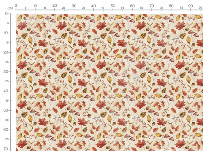 Tissu Imprimé Automne Champignon Foret Beige, 10 tissus au choix – Image 3