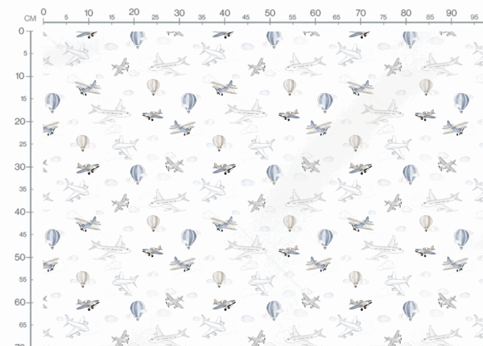 Tissu Imprimé Avions Ballons Blanc, 10 tissus au choix – Image 3