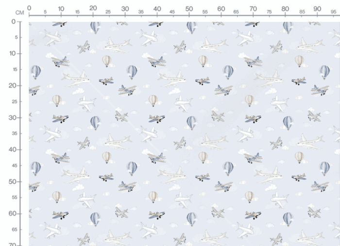 Tissu Imprimé Avions Ballons Bleu, 10 tissus au choix – Image 3