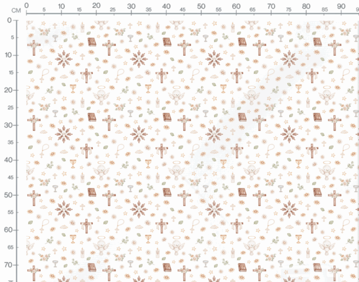 Tissu Imprimé Exclusif Bapteme Oiseau Fleurs Blanc, 10 tissus au choix – Image 3