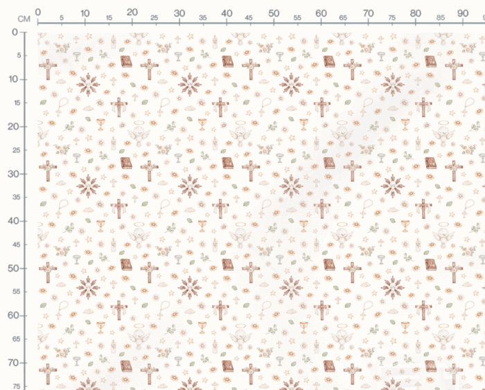 Tissu Imprimé Exclusif Bapteme Oiseau Fleurs Creme, 10 tissus au choix – Image 3